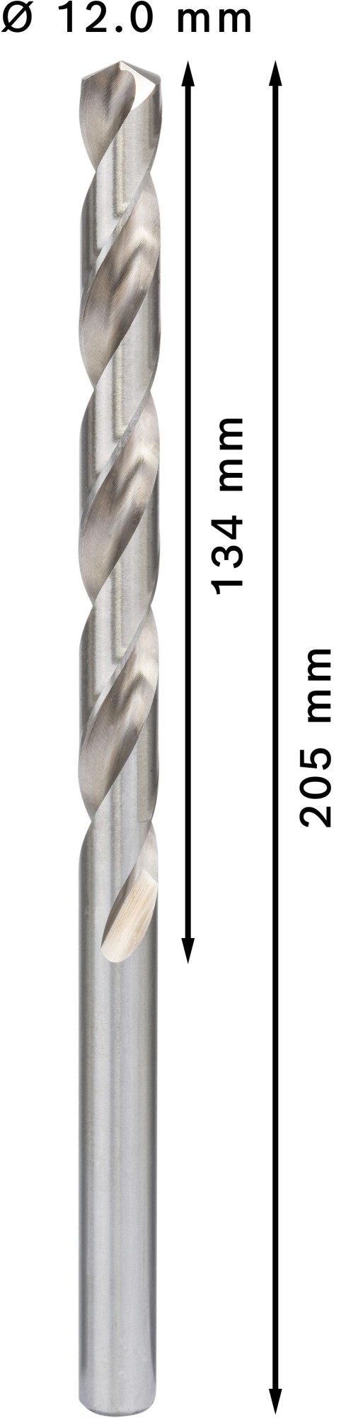 Broca helicoidal PRO Metal HSS-G larga, 12 x 134 x 205 mm, 5 unidades