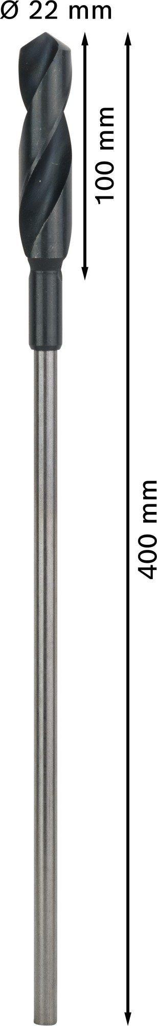Broca de instalación PRO Wood HSS, 22 x 100 x 400 mm