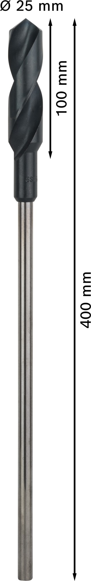 Broca de instalación PRO Wood HSS, 25 x 100 x 400 mm