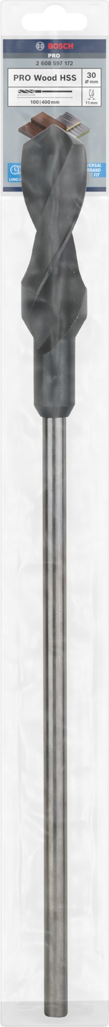 Broca de instalación PRO Wood HSS, 30 x 100 x 400 mm