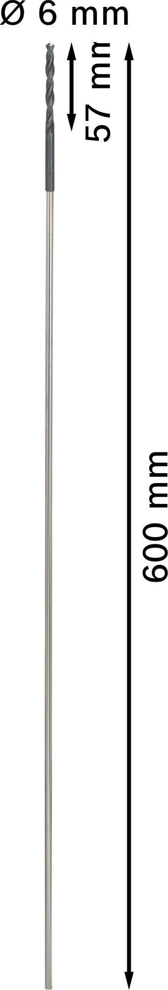 Broca de instalación PRO Wood HSS, 6 x 57 x 600 mm
