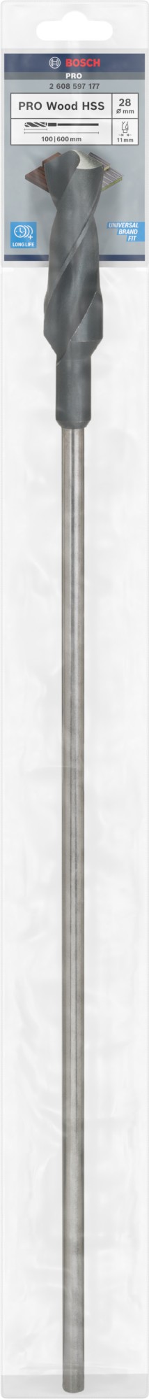 Broca de instalación PRO Wood HSS, 28 x 100 x 600 mm