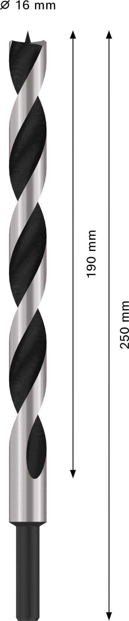 Broca para madera PRO Wood, 16 x 190 x 250 mm