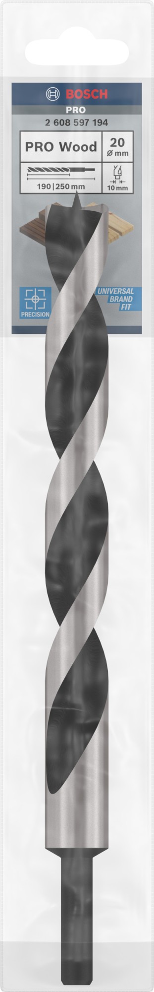 Broca para madera PRO Wood, 20 x 190 x 250 mm