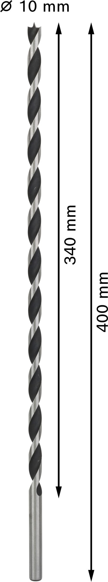 Broca para madera PRO Wood, 10 x 340 x 400 mm