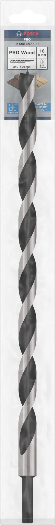 Broca para madera PRO Wood, 16 x 340 x 400 mm