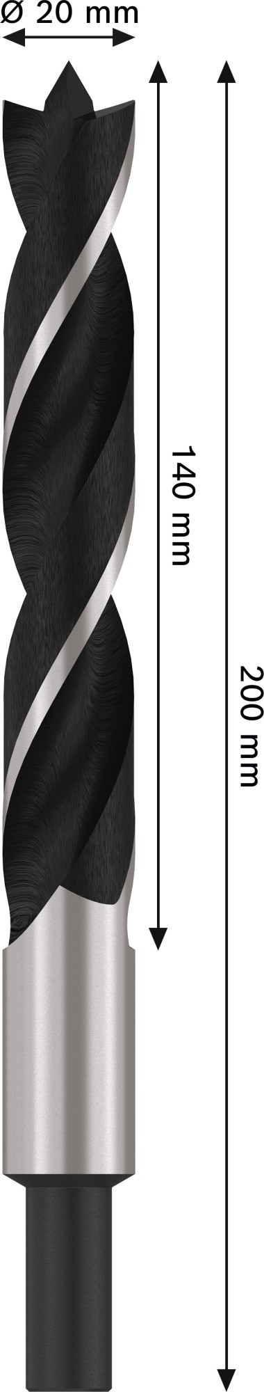 Broca para madera PRO Wood, 20 x 140 x 200 mm