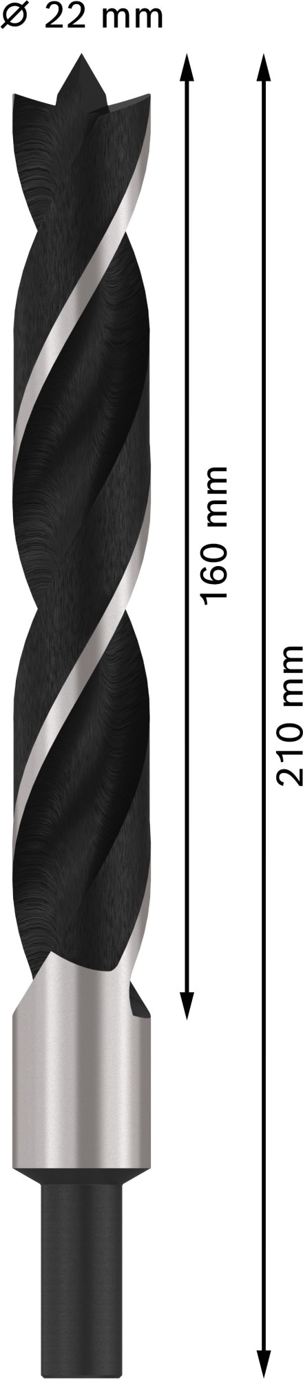 Broca para madera PRO Wood, 22 x 160 x 210 mm