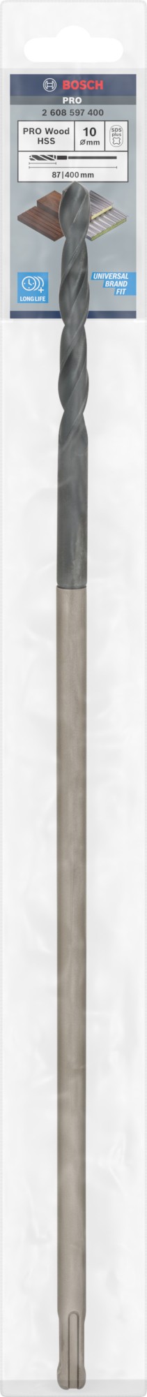 Broca de instalación PRO Wood HSS, 10 x 87 x 400 mm, SDS plus