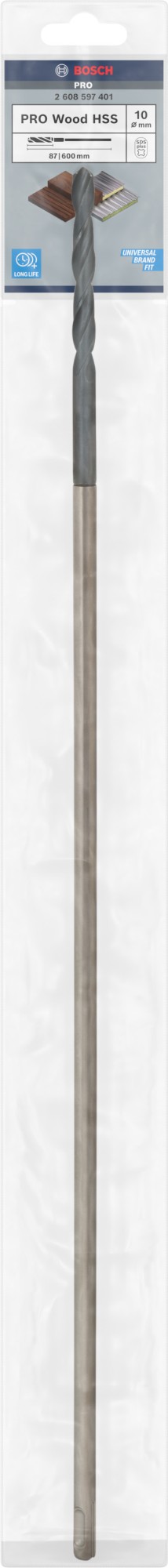 Broca de instalación PRO Wood HSS, 10 x 87 x 600 mm, SDS plus
