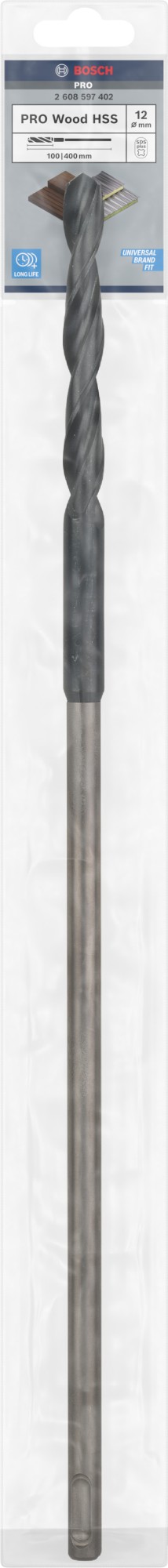 Broca de instalación PRO Wood HSS, 12 x 100 x 400 mm, SDS plus