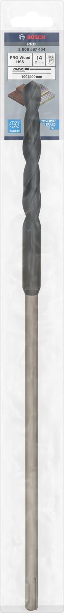 Broca de instalación PRO Wood HSS, 14 x 100 x 400 mm, SDS plus