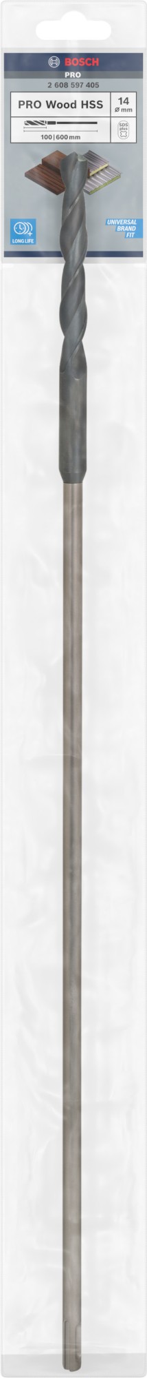 Broca de instalación PRO Wood HSS, 14 x 100 x 600 mm, SDS plus