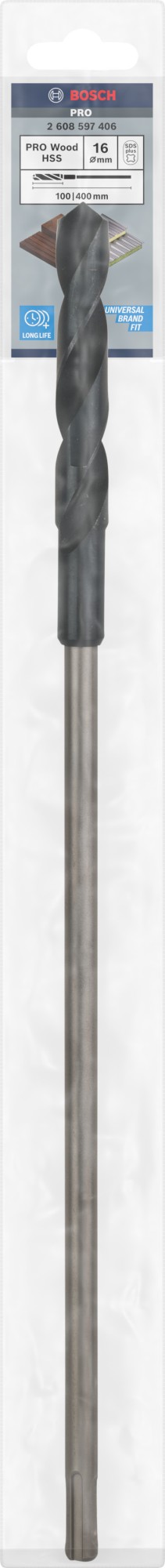 Broca de instalación PRO Wood HSS, 16 x 100 x 400 mm, SDS plus