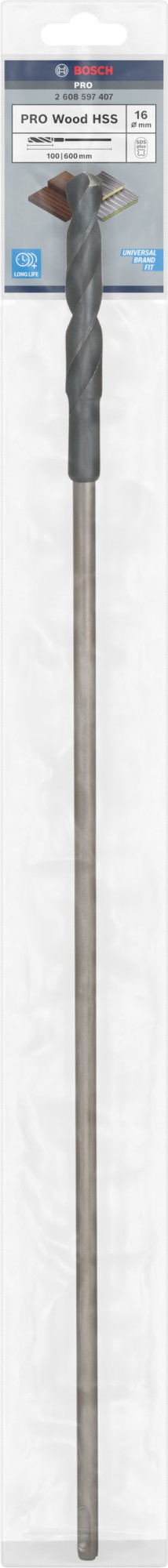 Broca de instalación PRO Wood HSS, 16 x 100 x 600 mm, SDS plus