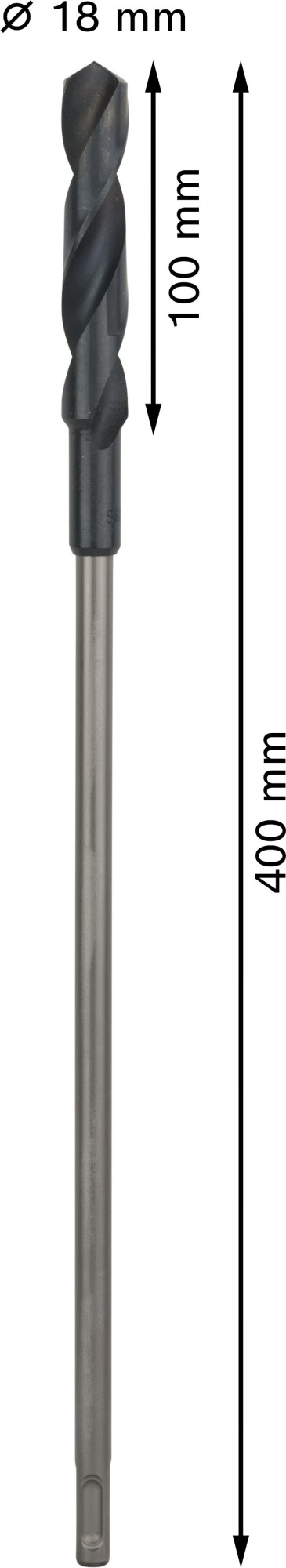 Broca de instalación PRO Wood HSS, 18 x 100 x 400 mm, SDS plus