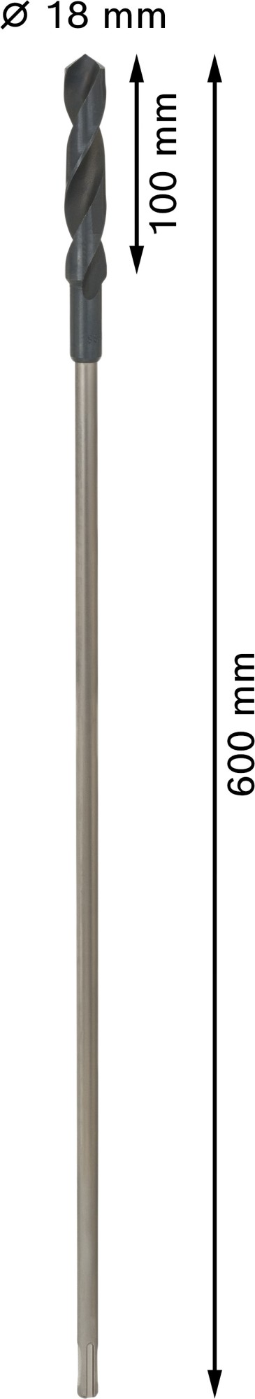 Broca de instalación PRO Wood HSS, 18 x 100 x 600 mm, SDS plus