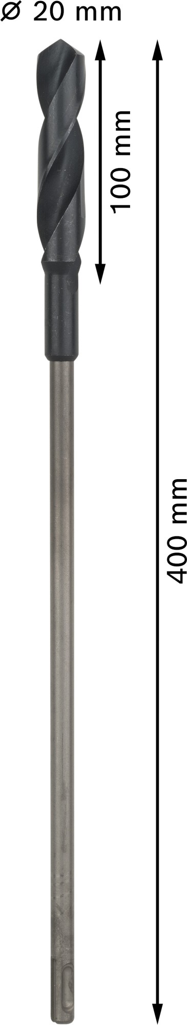 Broca de instalación PRO Wood HSS, 20 x 100 x 400 mm, SDS plus