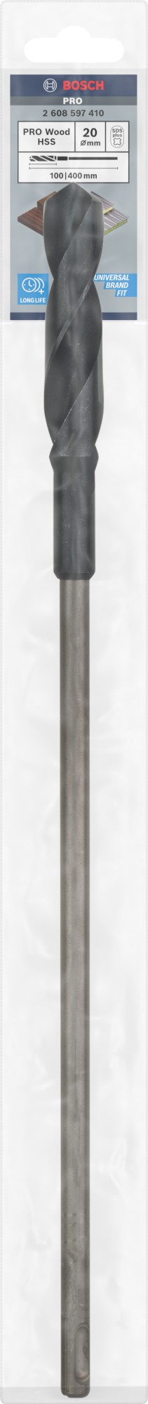 Broca de instalación PRO Wood HSS, 20 x 100 x 400 mm, SDS plus