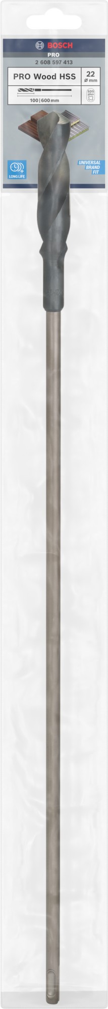Broca de instalación PRO Wood HSS, 22 x 100 x 600 mm, SDS plus