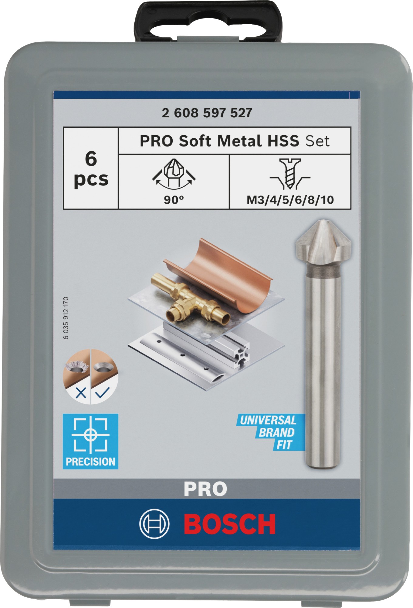 Set de brocas avellanadoras PRO Soft Metal HSS, 6 uds.
