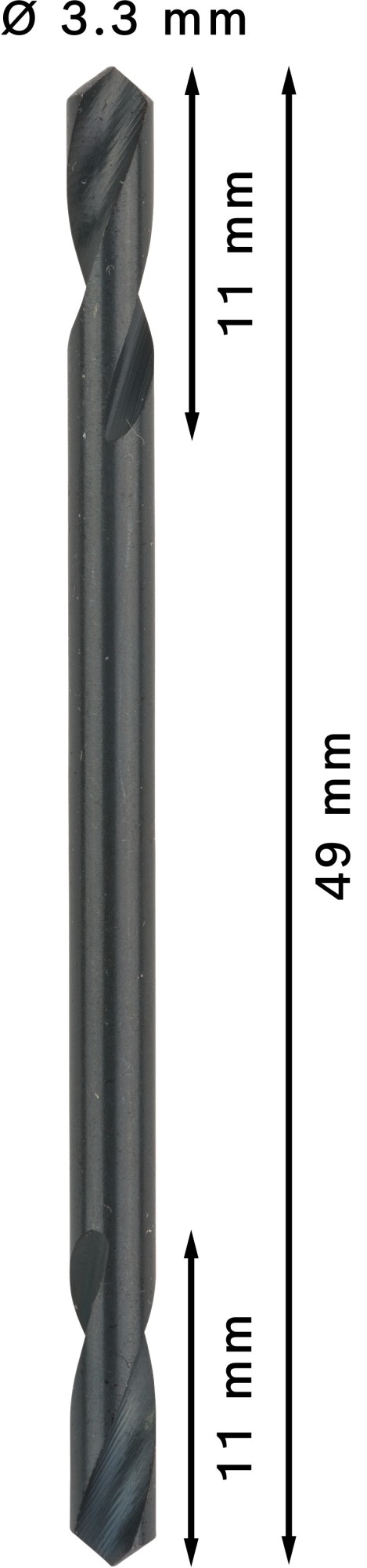 Broca helicoidal de doble punta PRO Metal HSS-G, 3,3 x 11 x 49 mm, 10 uds.