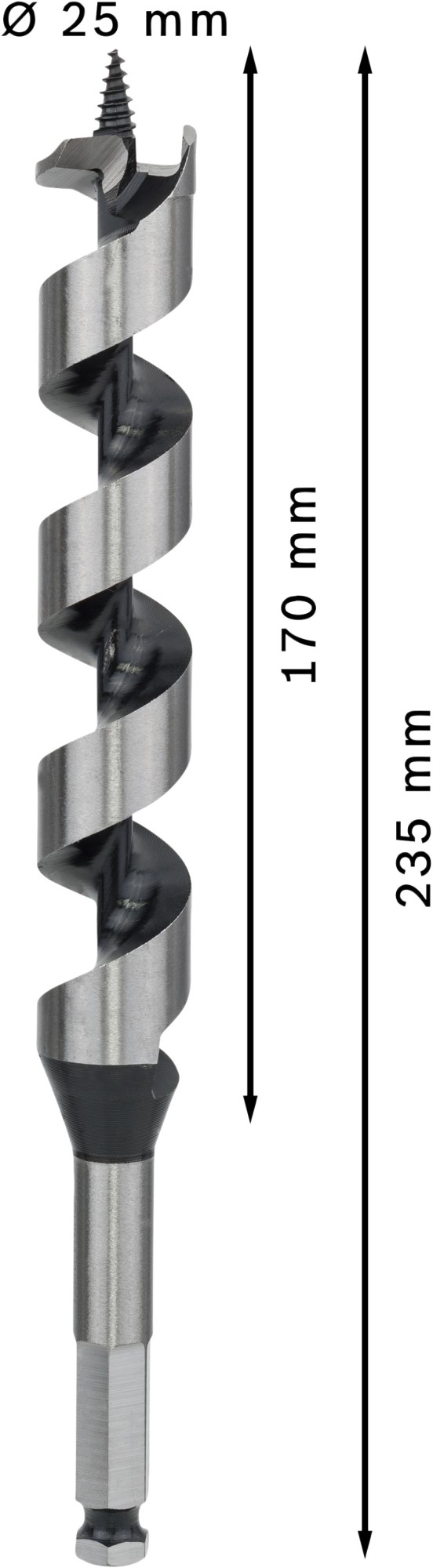 Broca salomónica PRO Wood, 25 x 170 x 235 mm