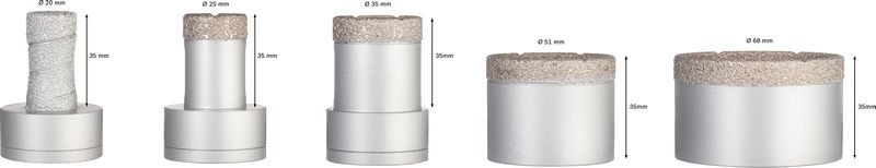 PRO Ceramic dry X-Lock Core Cutter Set, 68 x 33, 51 x 33, 35 x 33, 25 x 33, 20 x 33 mm, 5 pcs