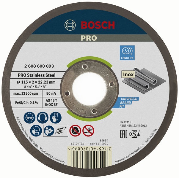 Disco de corte abrasivo PRO Stainless Steel de larga vida útil para amoladoras pequeñas, diámetro interior de 22,23 mm
