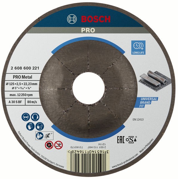 Disco de corte abrasivo PRO Metal, 125 x 2,5 x 22,23 mm, oSa