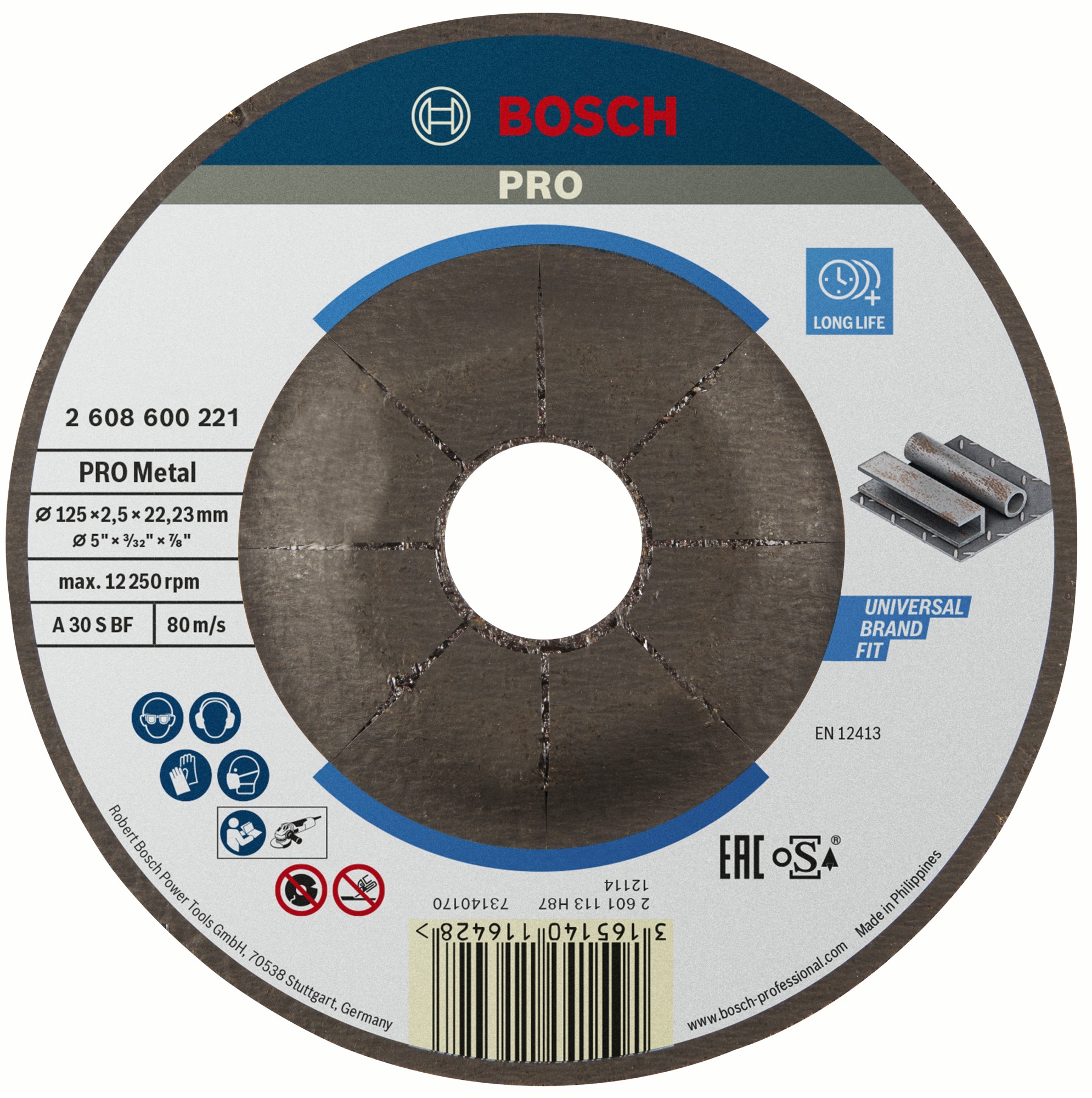Disco de corte abrasivo PRO Metal, 125 x 2,5 x 22,23 mm, oSa