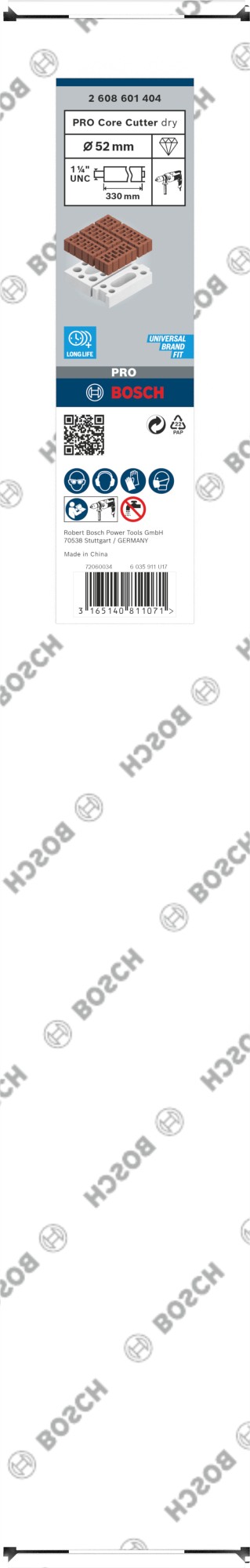 PRO Core Cutter dry, 52 x 330 mm, 1 1/4" UNC