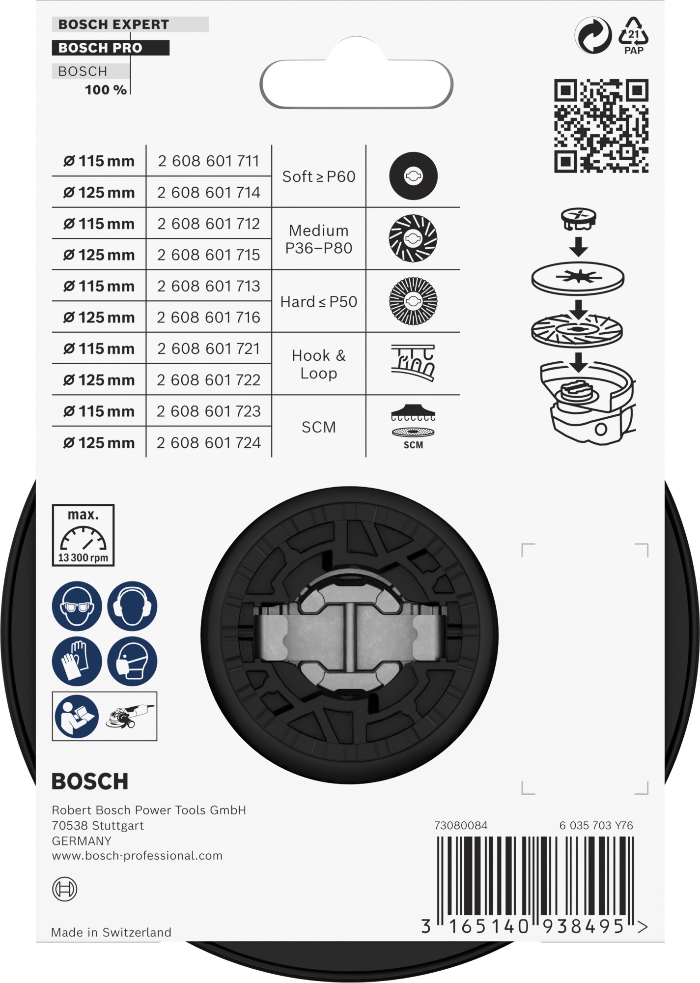 Plato de soporte duro PRO, 115 mm, X-Lock
