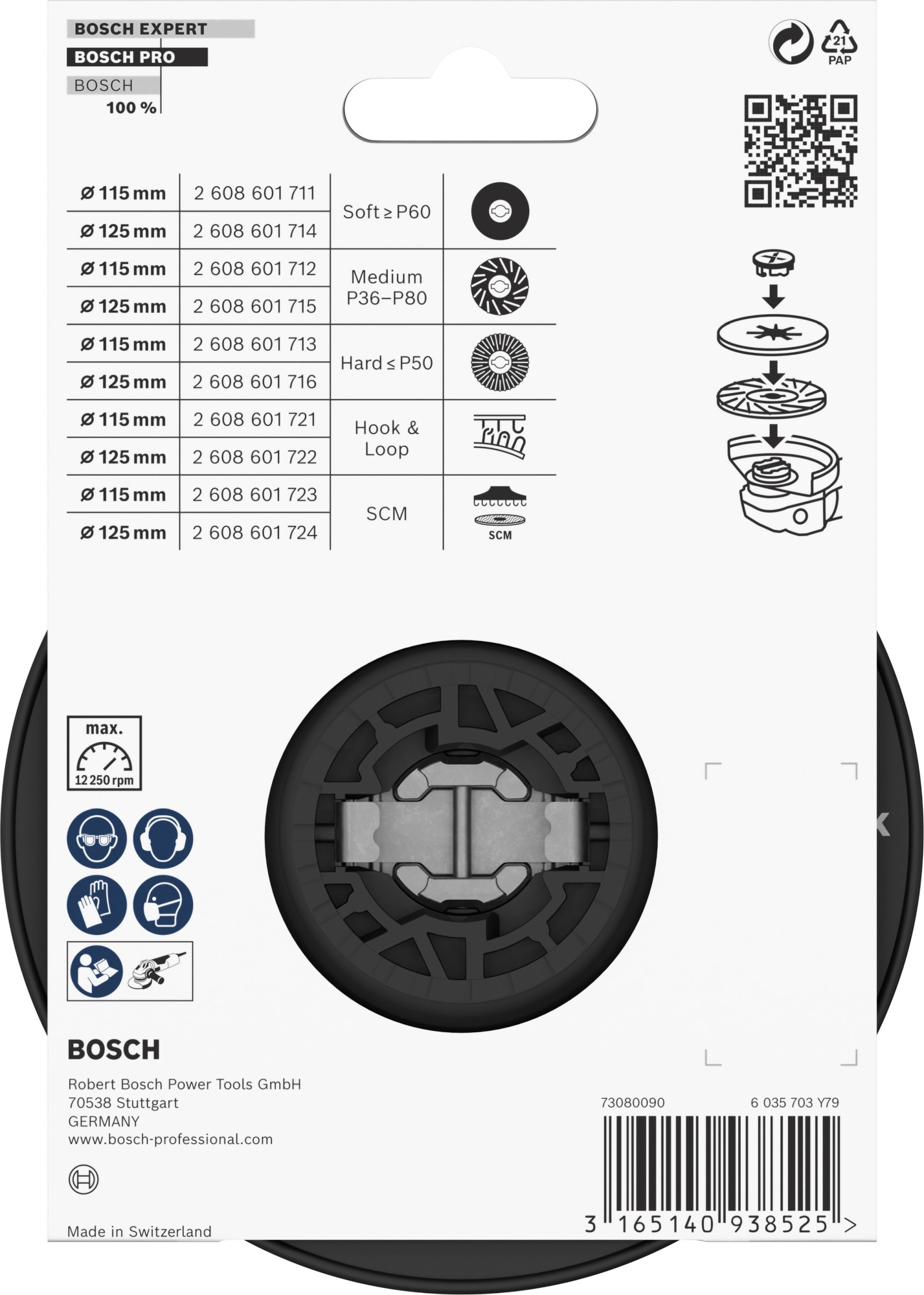 Plato de soporte duro PRO, 125 mm, X-Lock