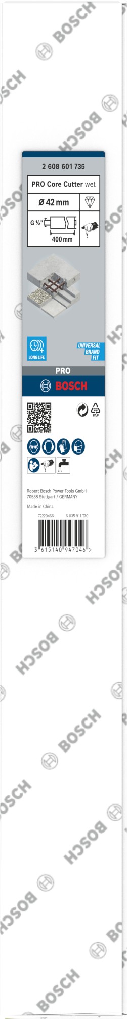PRO Core Cutter wet, 42 x 400 mm, G 1/2"
