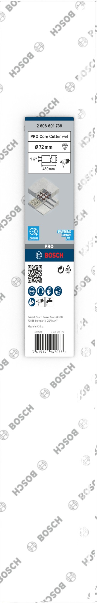 PRO Core Cutter wet, 72 x 450 mm, 1 1/4" UNC