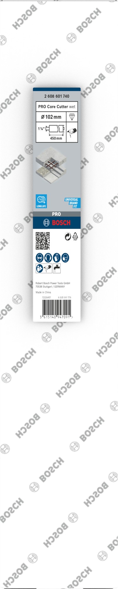 PRO Core Cutter wet, 102 x 450 mm, 1 1/4" UNC