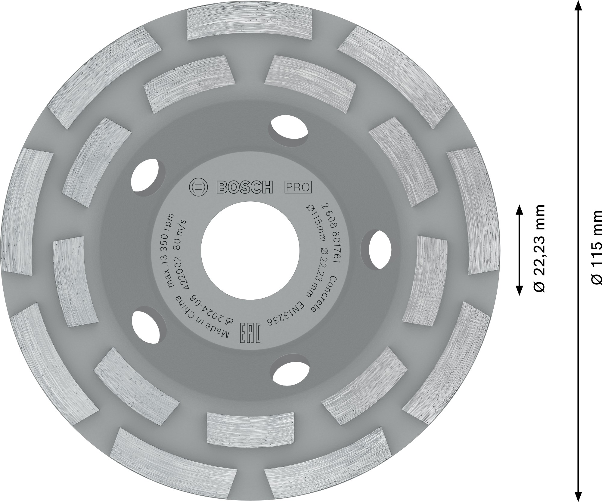 Vaso de desbaste PRO Concrete, 50 x 115 mm, 22,23 mm