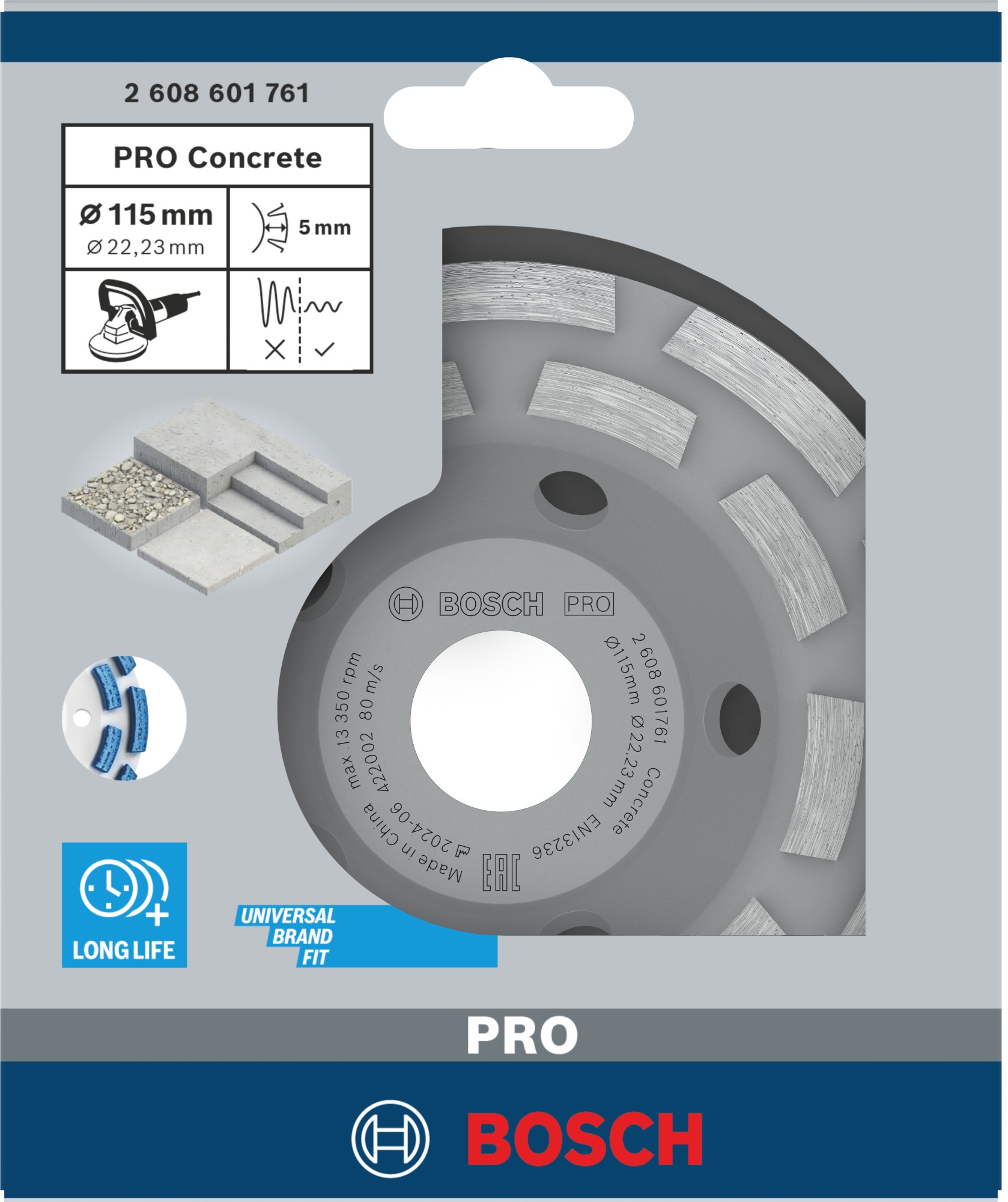 Vaso de desbaste PRO Concrete, 50 x 115 mm, 22,23 mm