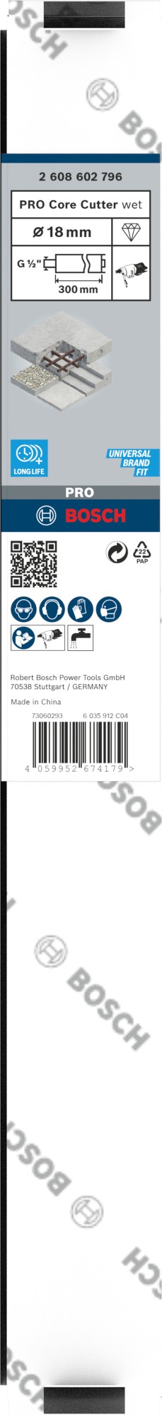 PRO Core Cutter wet, 18 x 300 mm, G 1/2"