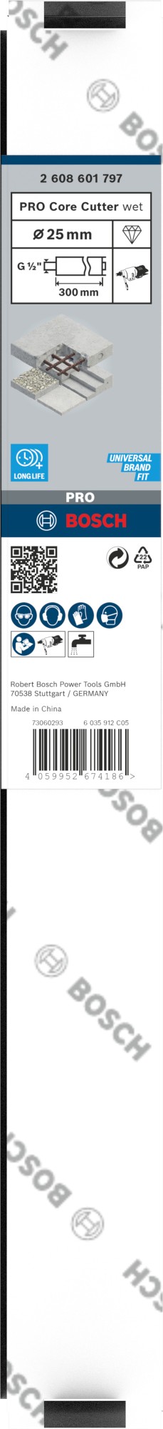 PRO Core Cutter wet, 25 x 300 mm, G 1/2"