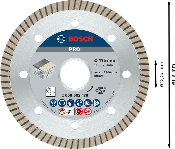 PRO Ceramic Diamond Disc, 115 x 22.23 mm. 115 x 22,23 x 1,4 x 7 mm