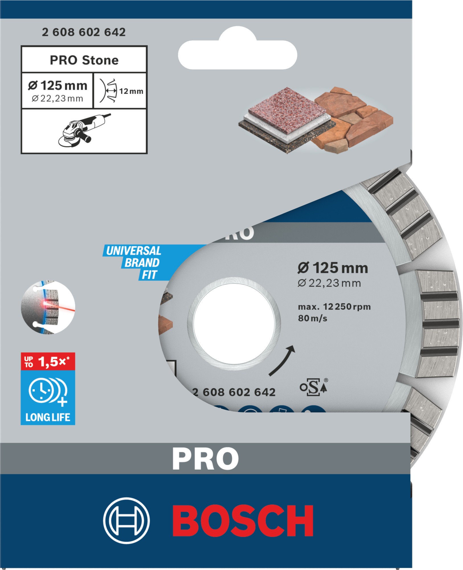 Disco de diamante PRO Stone, 125 x 22,23 x 2,2 mm