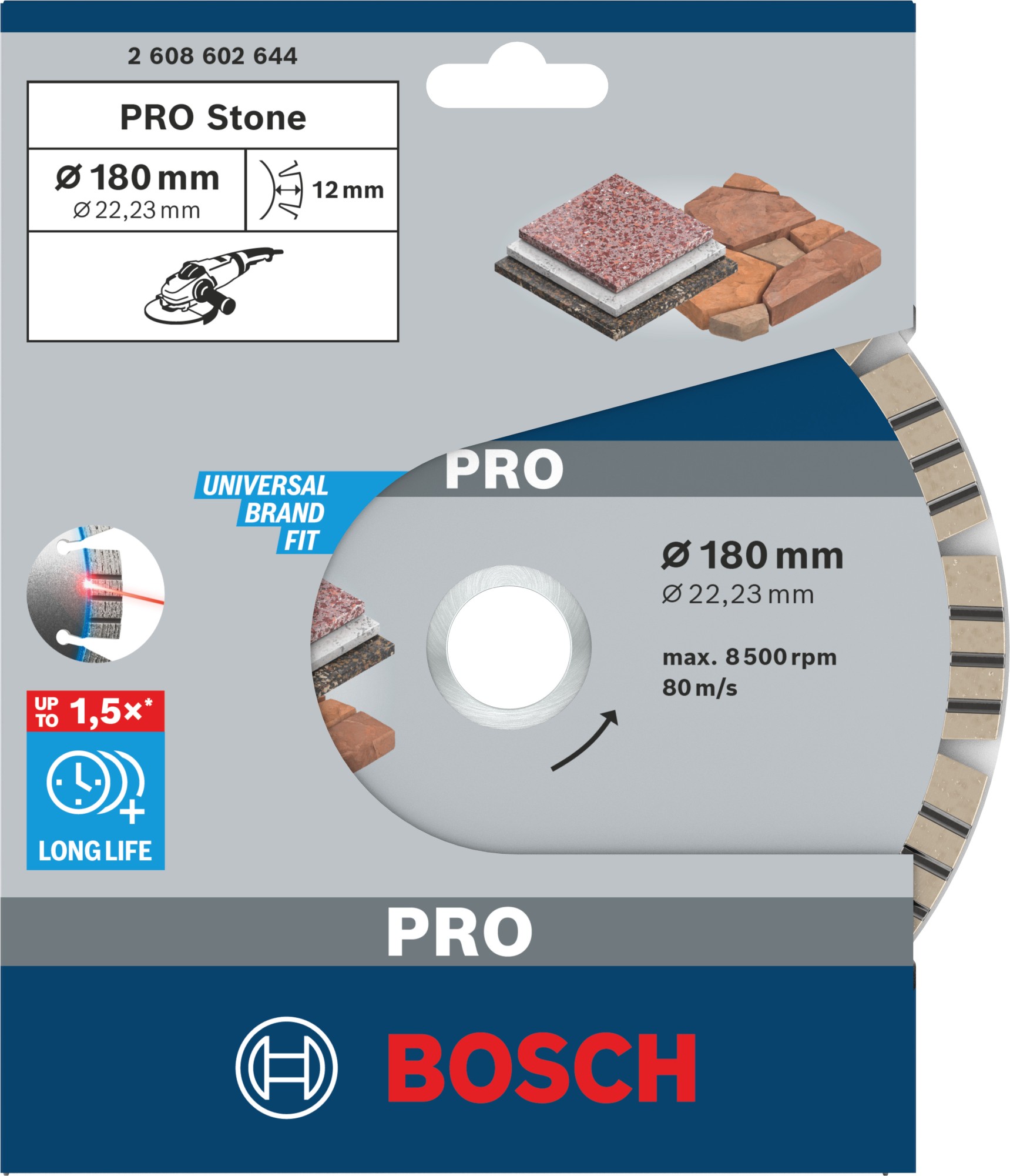 Disco de diamante PRO Stone, 180 x 22,23 mm