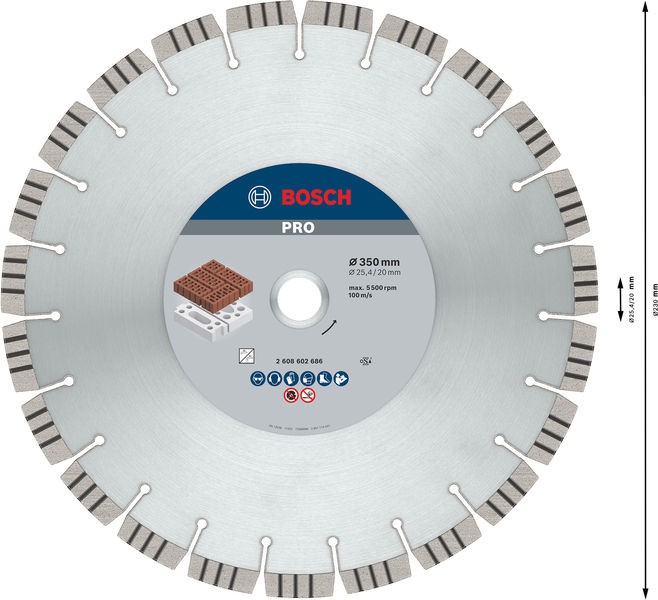 PRO Abrasive Diamond Disc, 350 x 20/25.4 mm. 350 x 20,00+25,40 x 3,2 x 15 mm