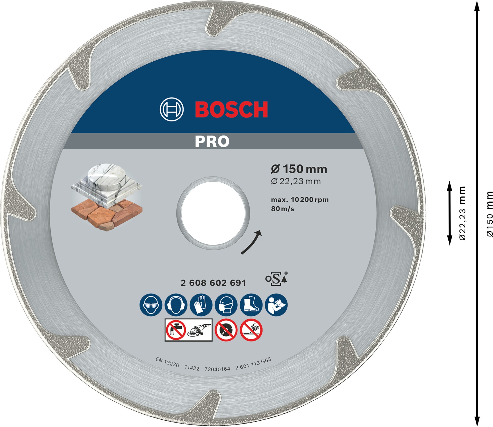 Disco de diamante PRO Marble, 150 x 22,23 mm