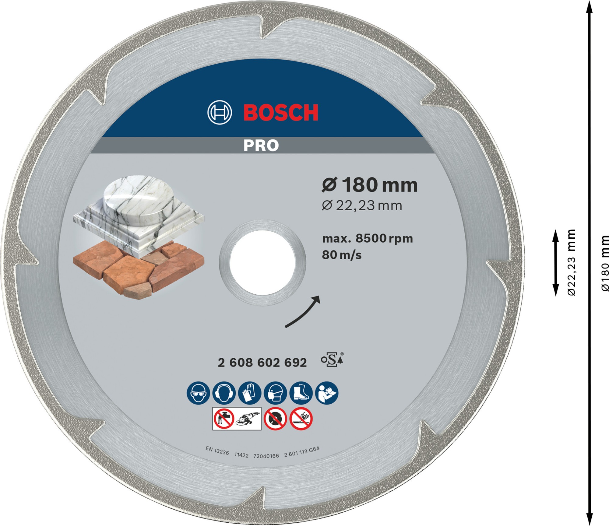 Disco de diamante PRO Marble, 180 x 22,23 mm