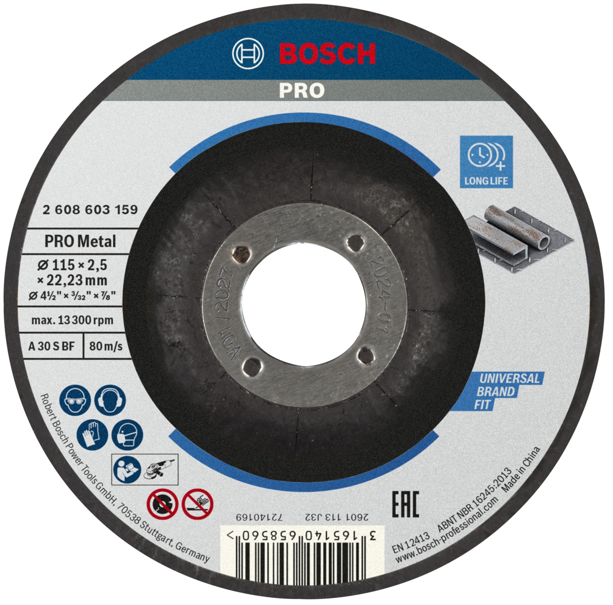 Disco de corte abrasivo PRO Metal, 115 x 2,5 x 22,23 mm