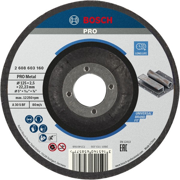 Disco de corte abrasivo PRO Metal, 125 x 2,5 x 22,23 mm