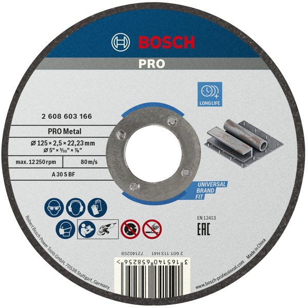 Disco de corte abrasivo PRO Metal, 125 x 2,5 x 22,23 mm